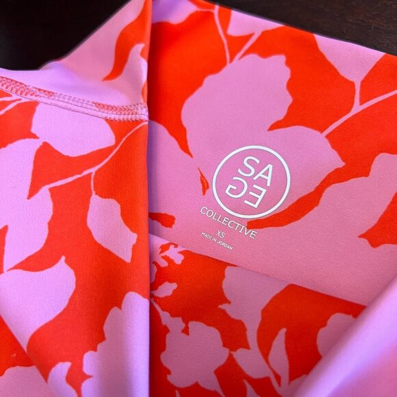 Sage Collective Bike Shorts & Crop Top Set Hothouse Lava Size XS - Picture 8 of 11